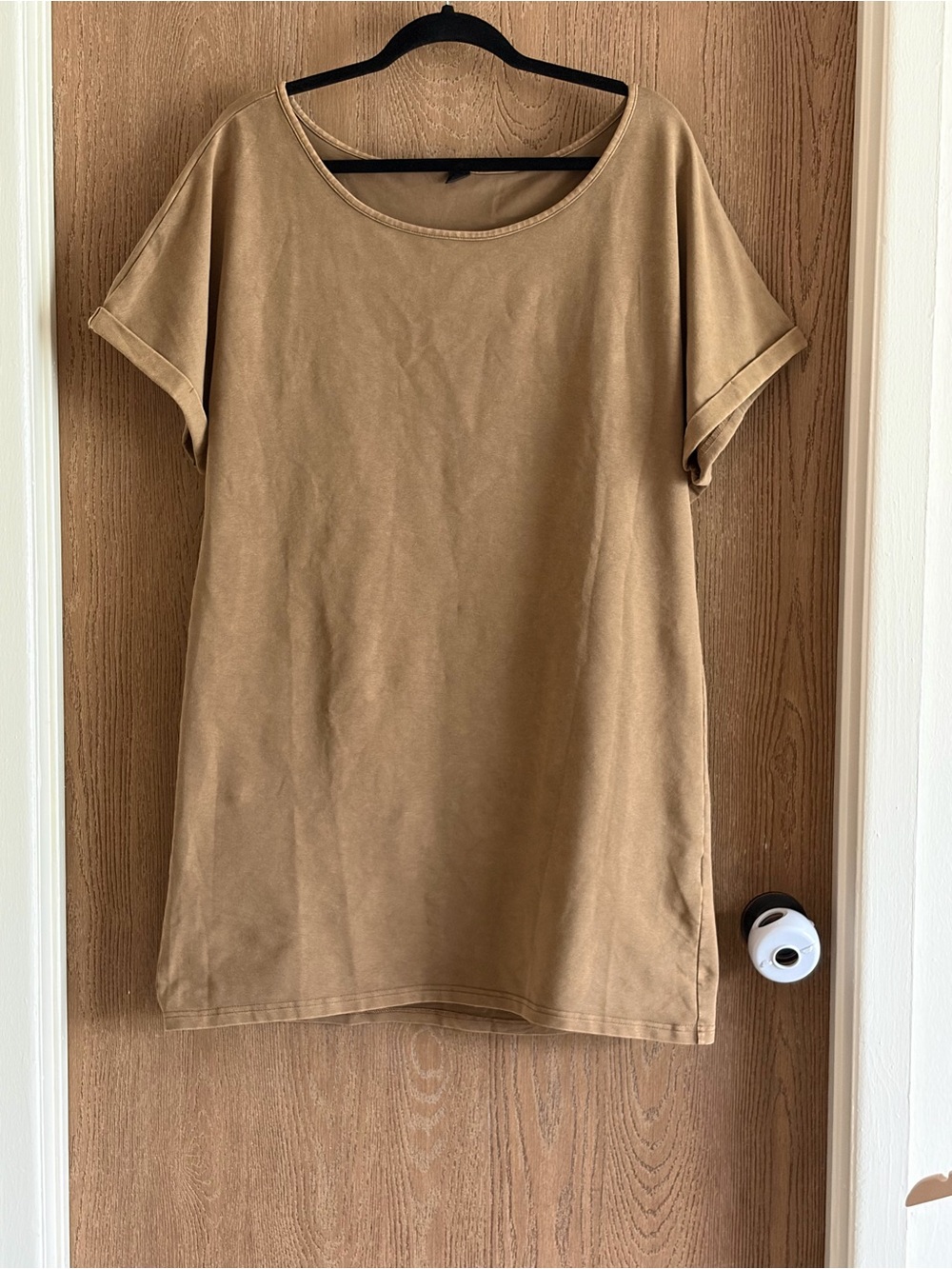 SHEIN Short Sleeve Tunic Top in Camel Brown